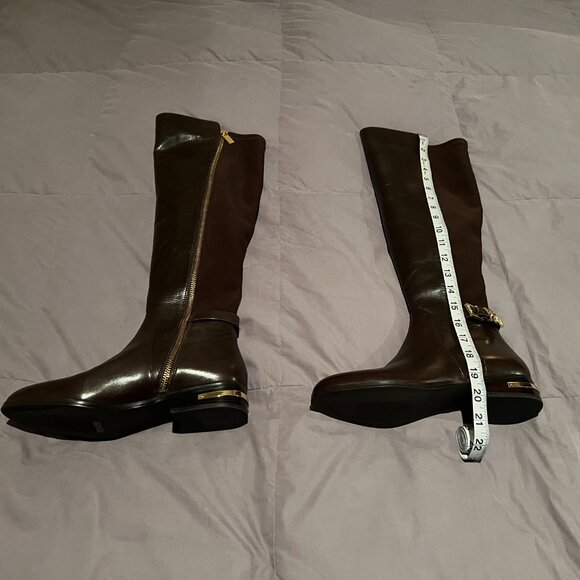 MICHAEL Michael Kors Aileen Brown Leather & Ponte OTK Flat Boots - 7M - Picture 3 of 6